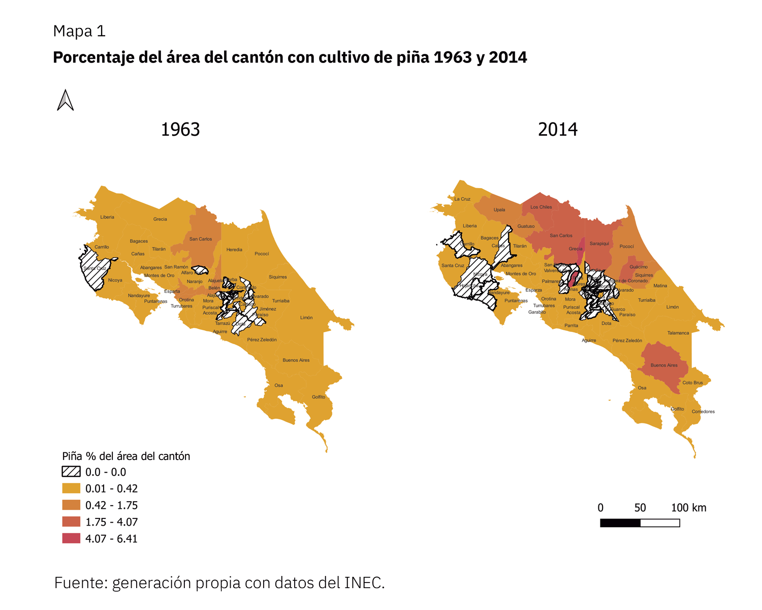 Gráfico sobre cultivos de piña